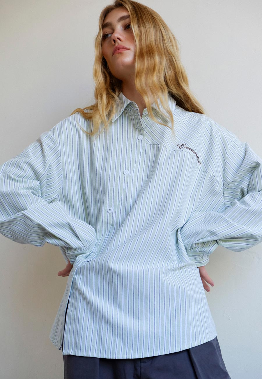 Commonplace Essentials Cortez Shirt Mint Stripe