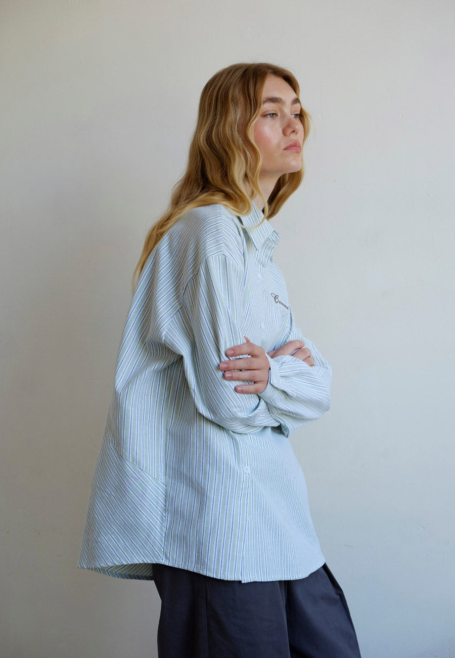 Commonplace Essentials Cortez Shirt Mint Stripe