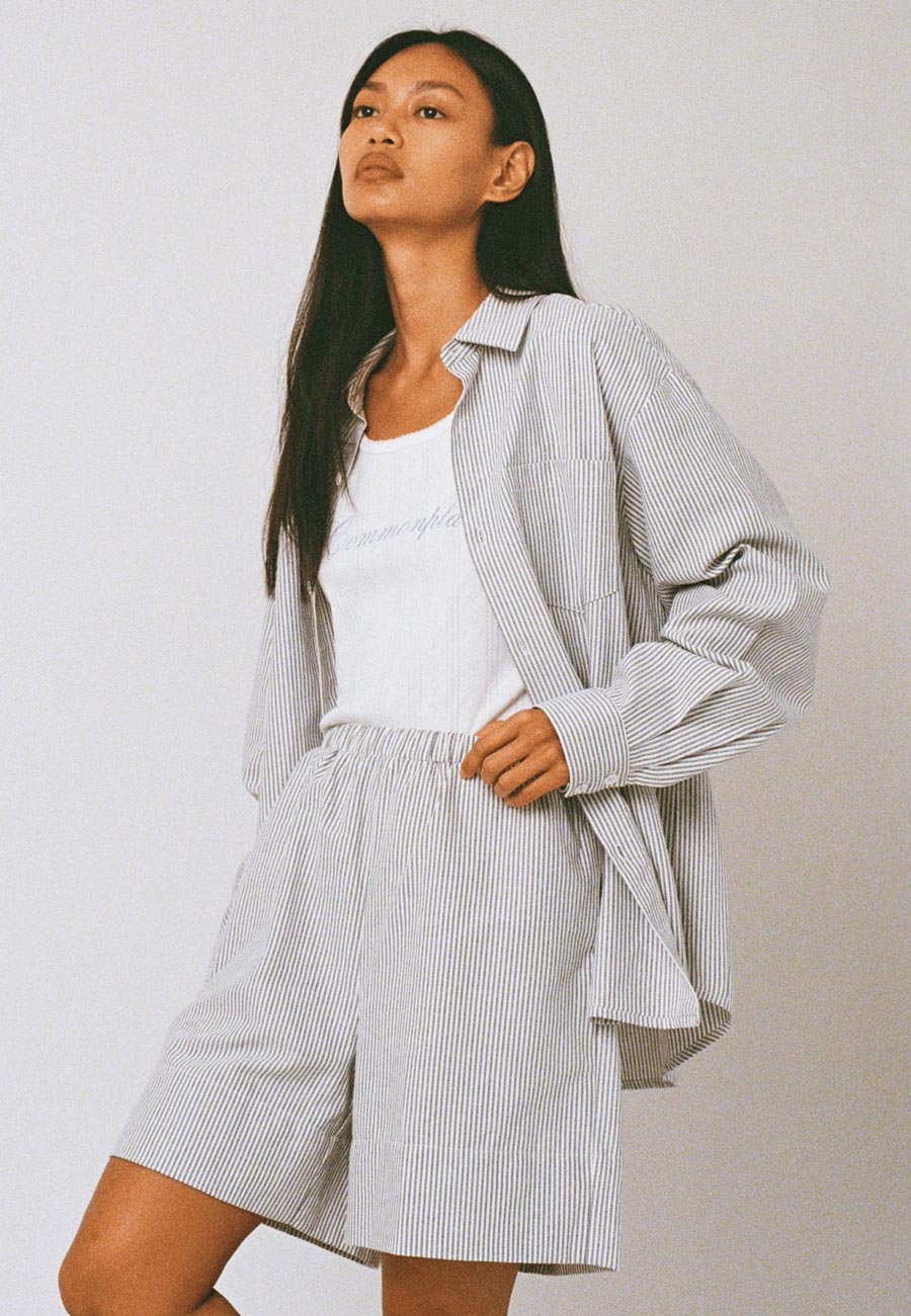Commonplace Essentials Beech Cottage Shirt Black/White Stripe