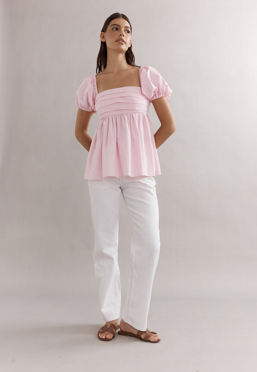 Caitlin Crisp Piper Bodice Pink Seersucker