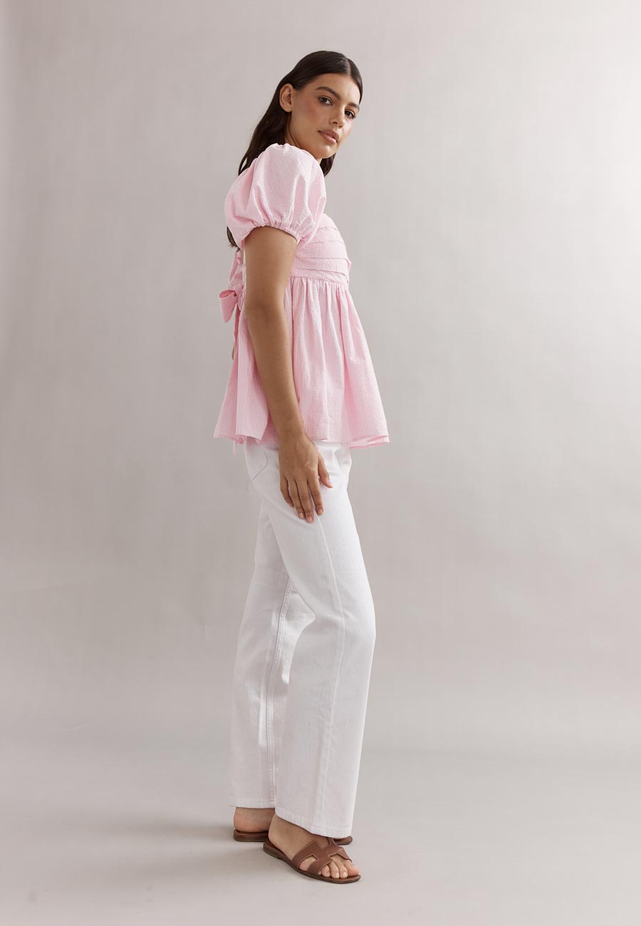 Caitlin Crisp Piper Bodice Pink Seersucker