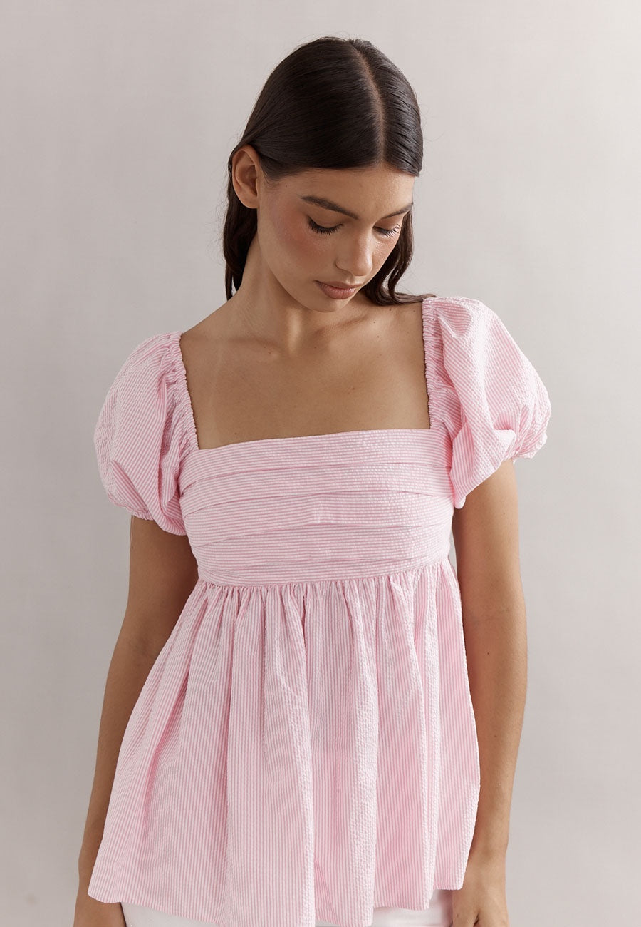 Caitlin Crisp Piper Bodice Pink Seersucker