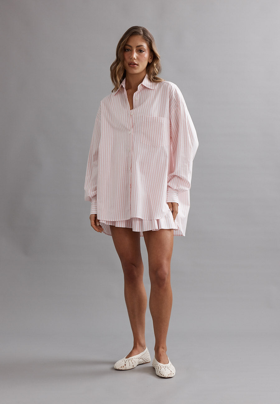 Caitlin Crisp Lou Shirt Pink / White Stripe