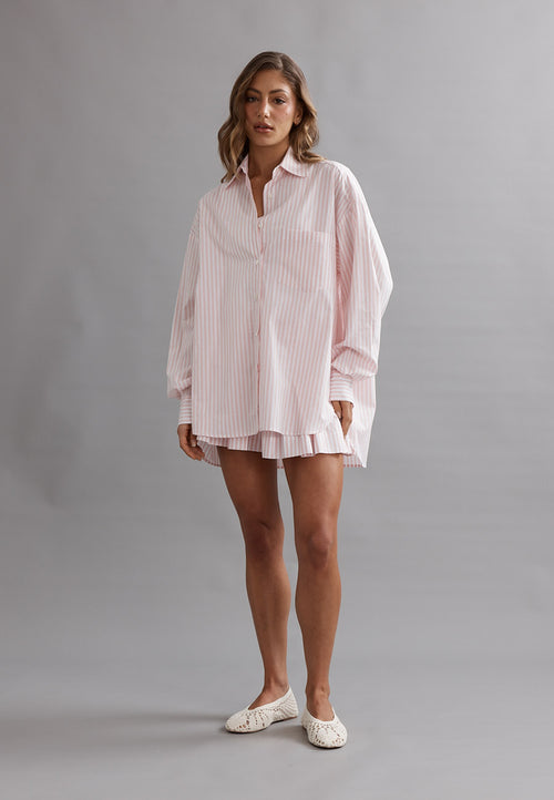 Caitlin Crisp Lou Shirt Pink / White Stripe