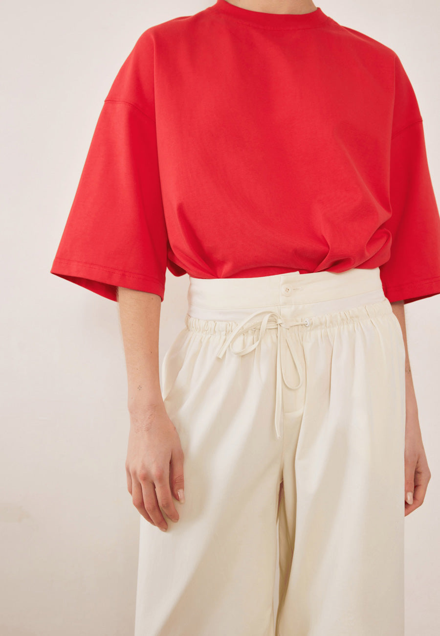 Commonplace Essentials Boundary Double Layer Barrel Pant Cream