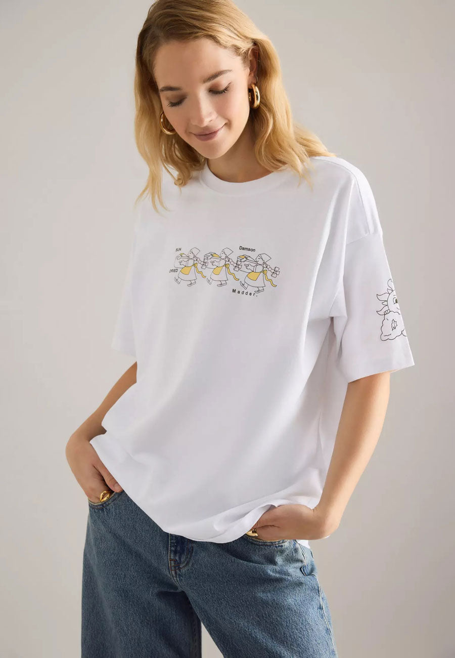 Damson Madder Sundried Washing Line Boyfriend Tee White