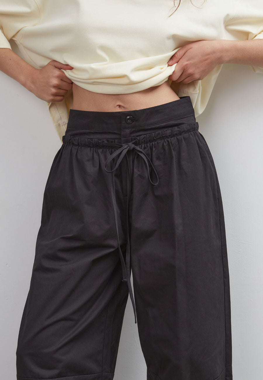 Commonplace Essentials Boundary Double Layer Barrel Pant Black
