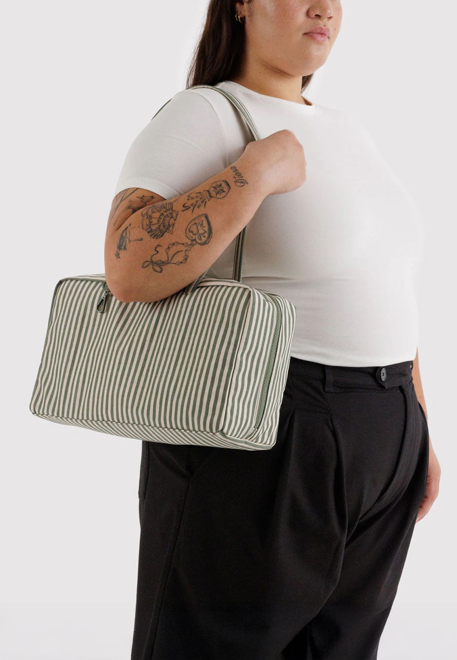 Baggu Medium Nylon Bowler Bag Sage Stripe