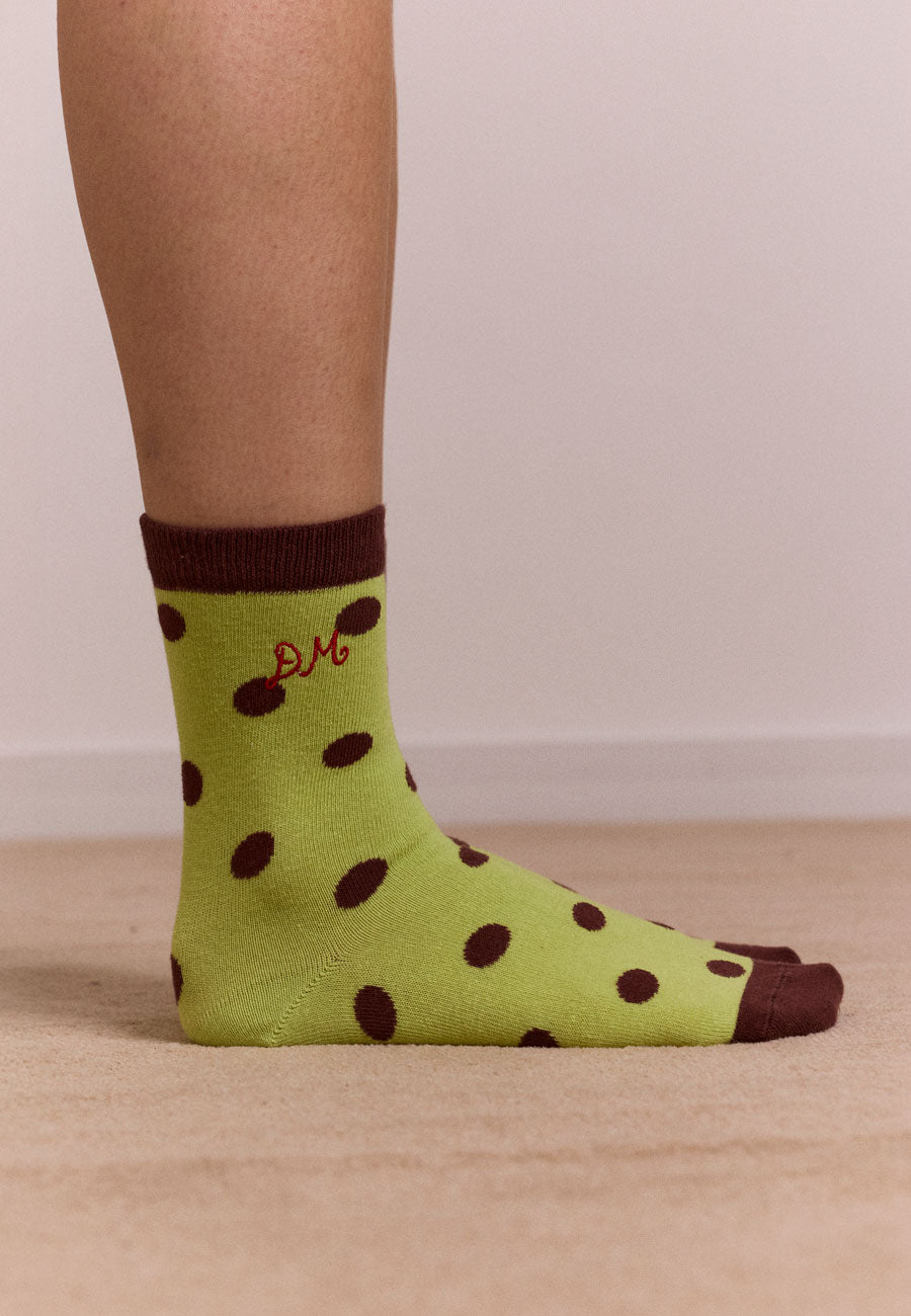 Damson Madder Calf Length 2 Pack Socks Choc & Avocado
