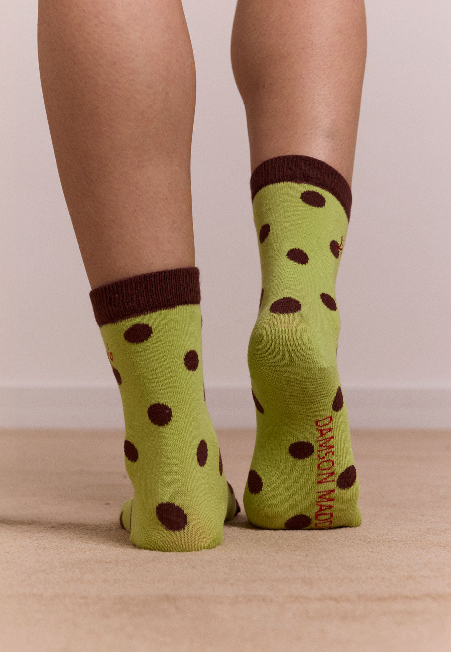 Damson Madder Calf Length 2 Pack Socks Choc & Avocado
