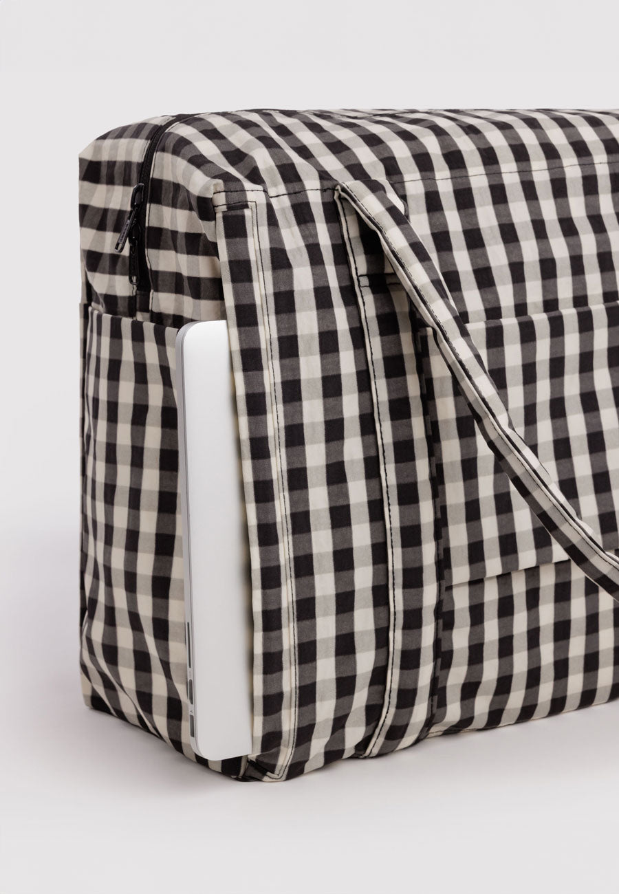 Baggu Cloud Carry-On Black and Cream Gingham