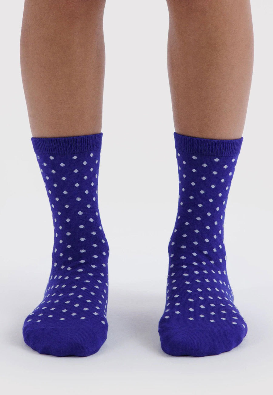 Baggu Crew Sock Micro Blue and White Polka Dot