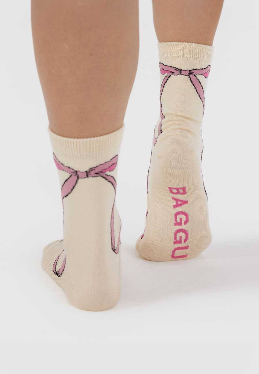 Baggu Crew Sock Pink Bow