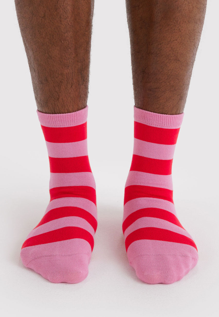 Baggu Crew Sock Pink Stripe