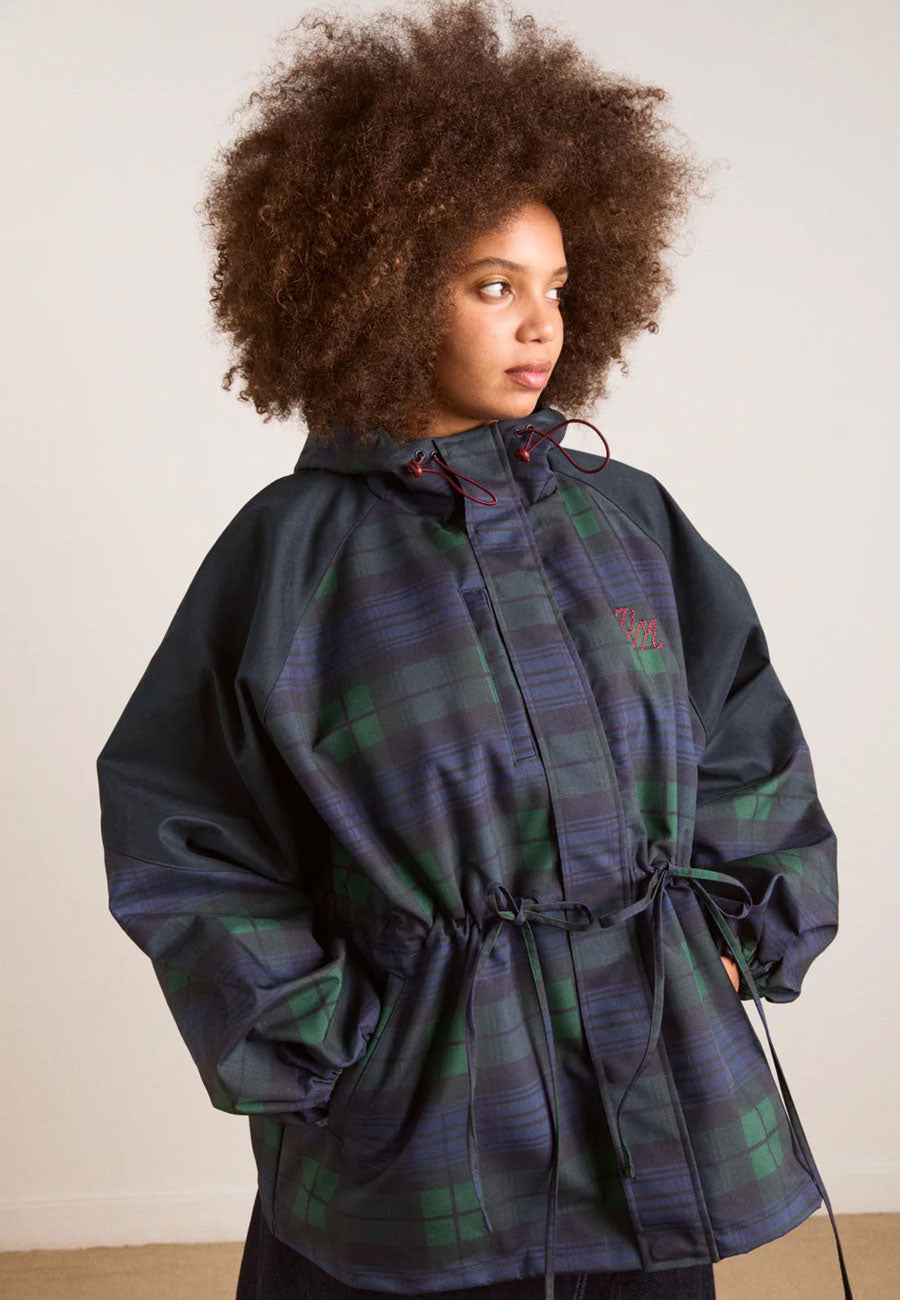 Damson Madder Liu Showerproof Raincoat Navy Check