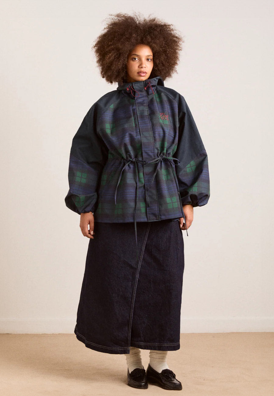 Damson Madder Liu Showerproof Raincoat Navy Check
