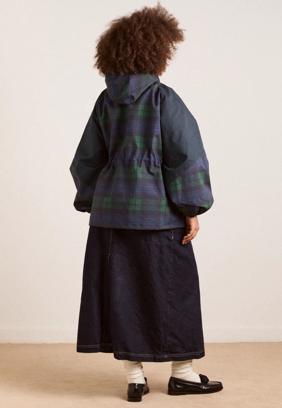 Damson Madder Liu Showerproof Raincoat Navy Check