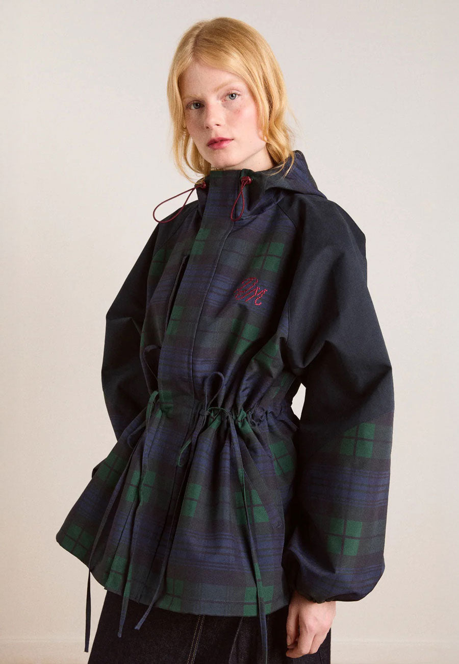 Damson Madder Liu Showerproof Raincoat Navy Check