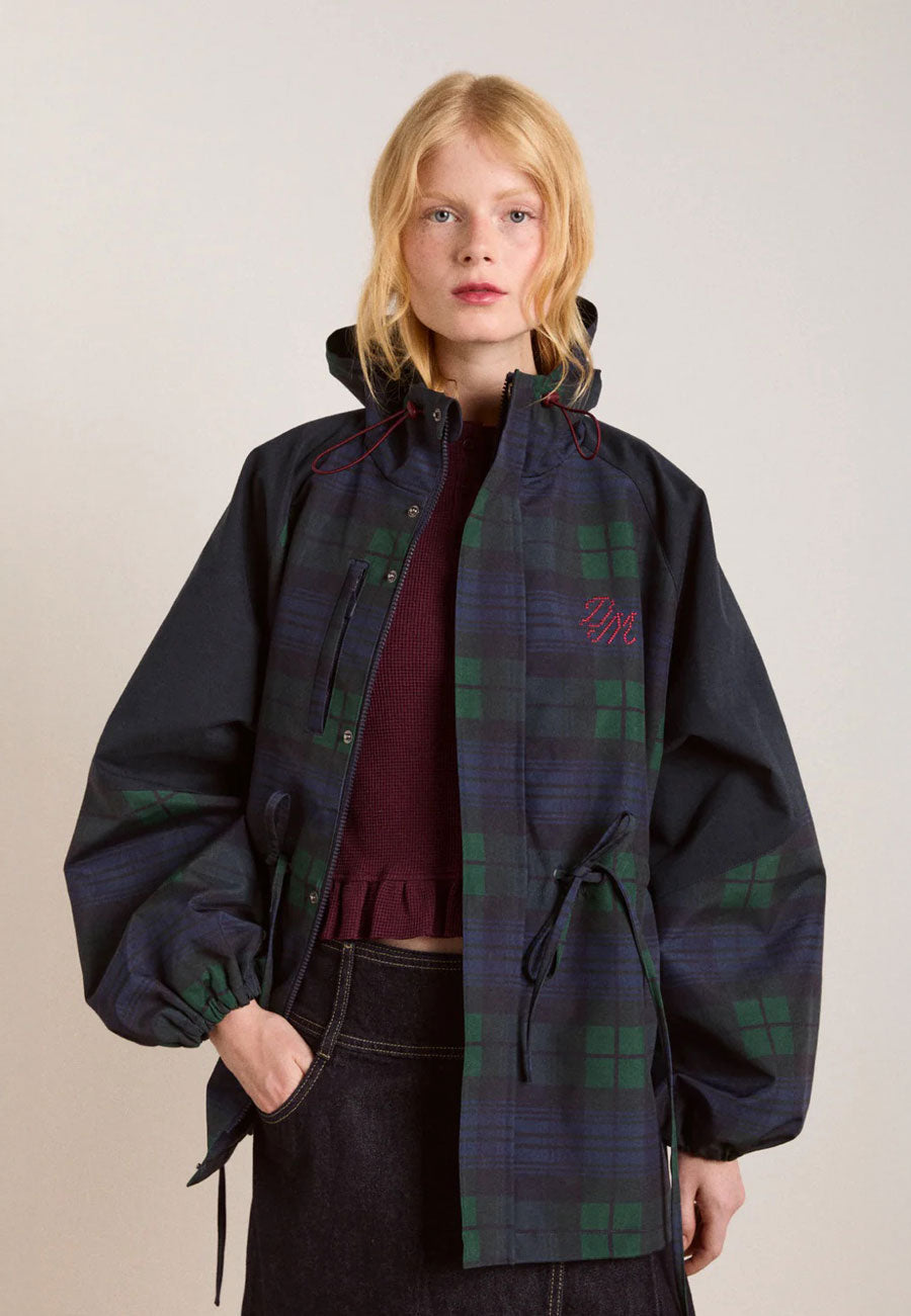 Damson Madder Liu Showerproof Raincoat Navy Check