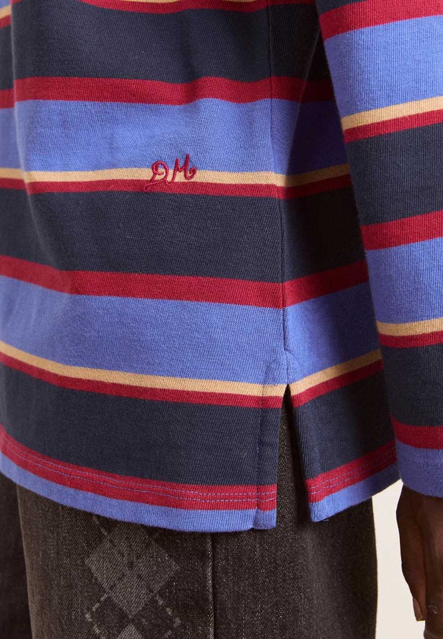 Damson Madder Ali Long Sleeve Tee Navy Burg Stripe