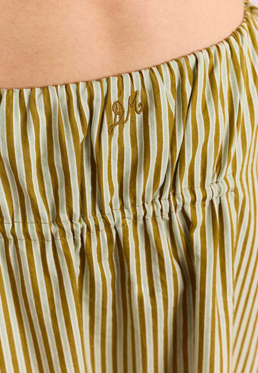 Damson Madder Caspia Volume Midi Skirt Basil Stripe