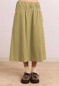 Damson Madder Caspia Volume Midi Skirt Basil Stripe