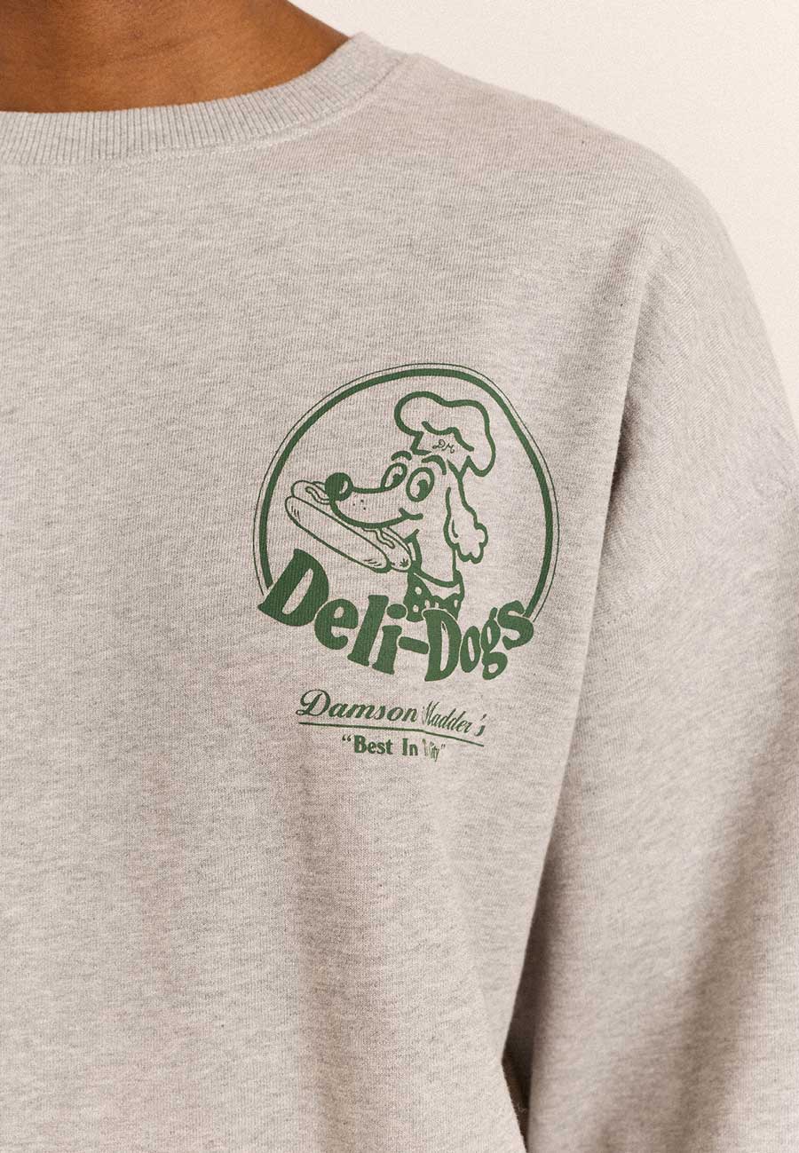 Damson Madder Deli Dog Sweatshirt Grey Marle