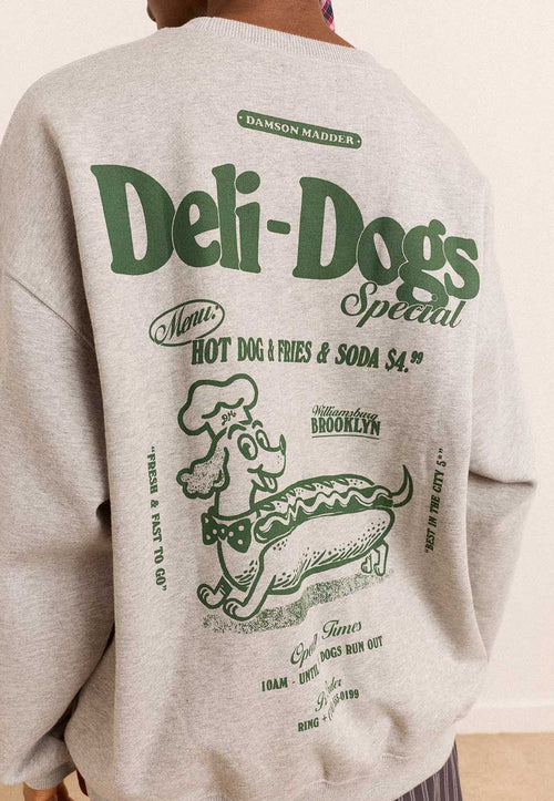 Damson Madder Deli Dog Sweatshirt Grey Marle