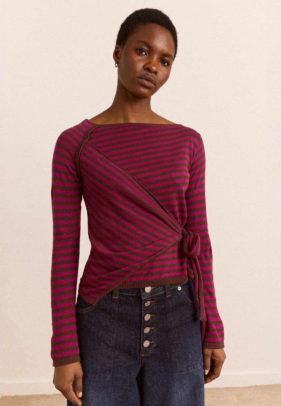 Damson Madder Hannie Tie Jumper Stripe