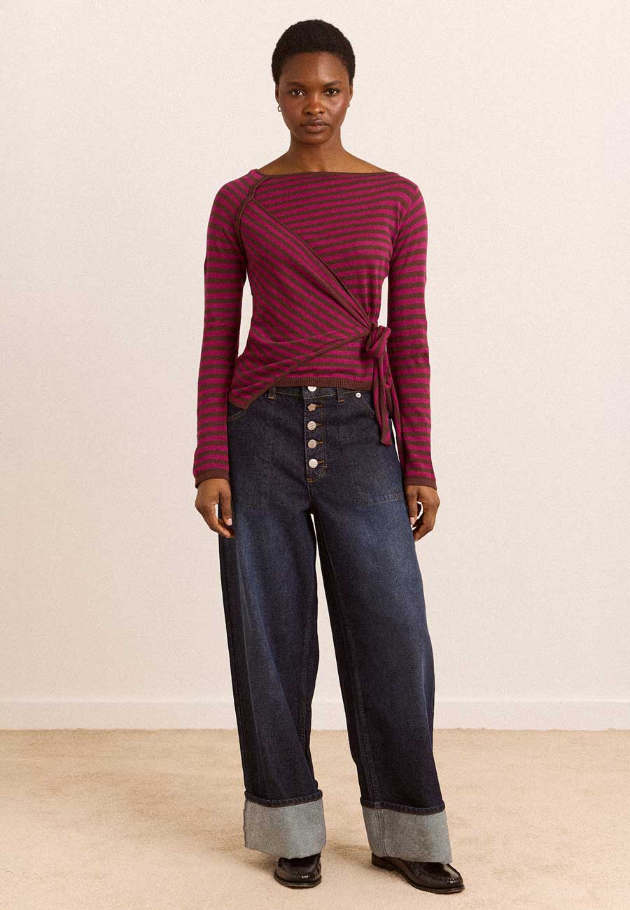 Damson Madder Hannie Tie Jumper Stripe