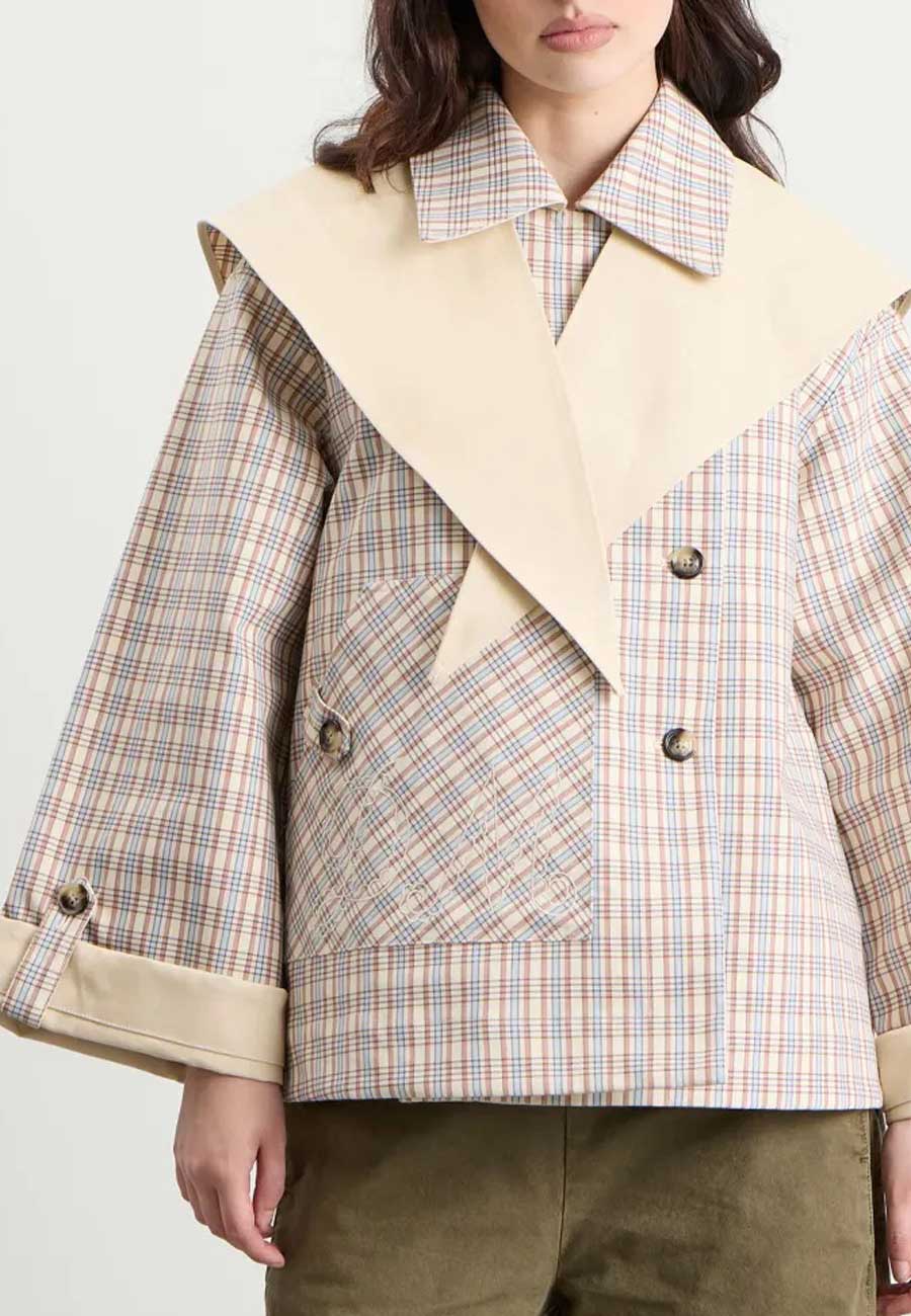 Damson Madder Jerry Reversible Crop Trench Ginger Check