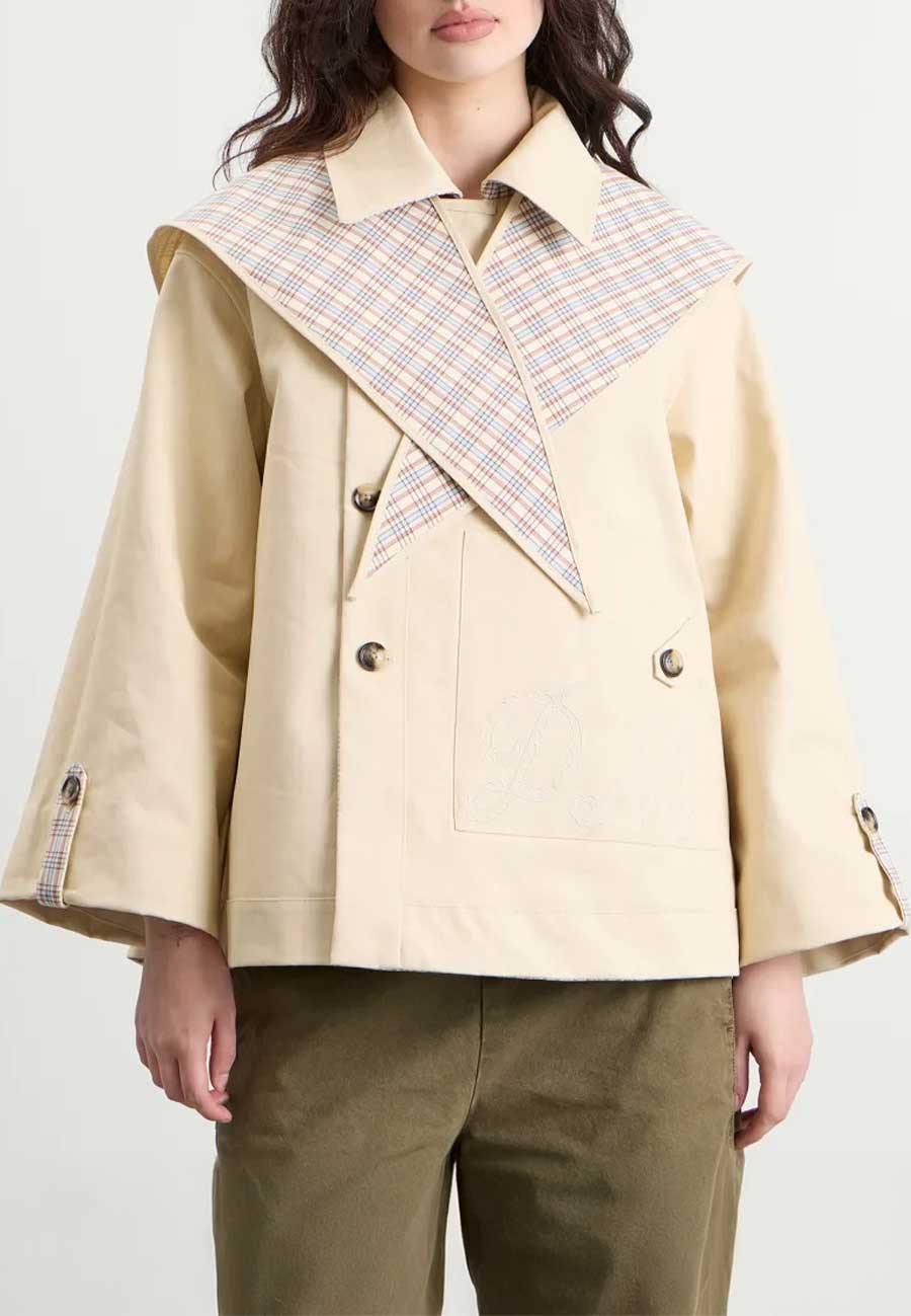 Damson Madder Jerry Reversible Crop Trench Ginger Check