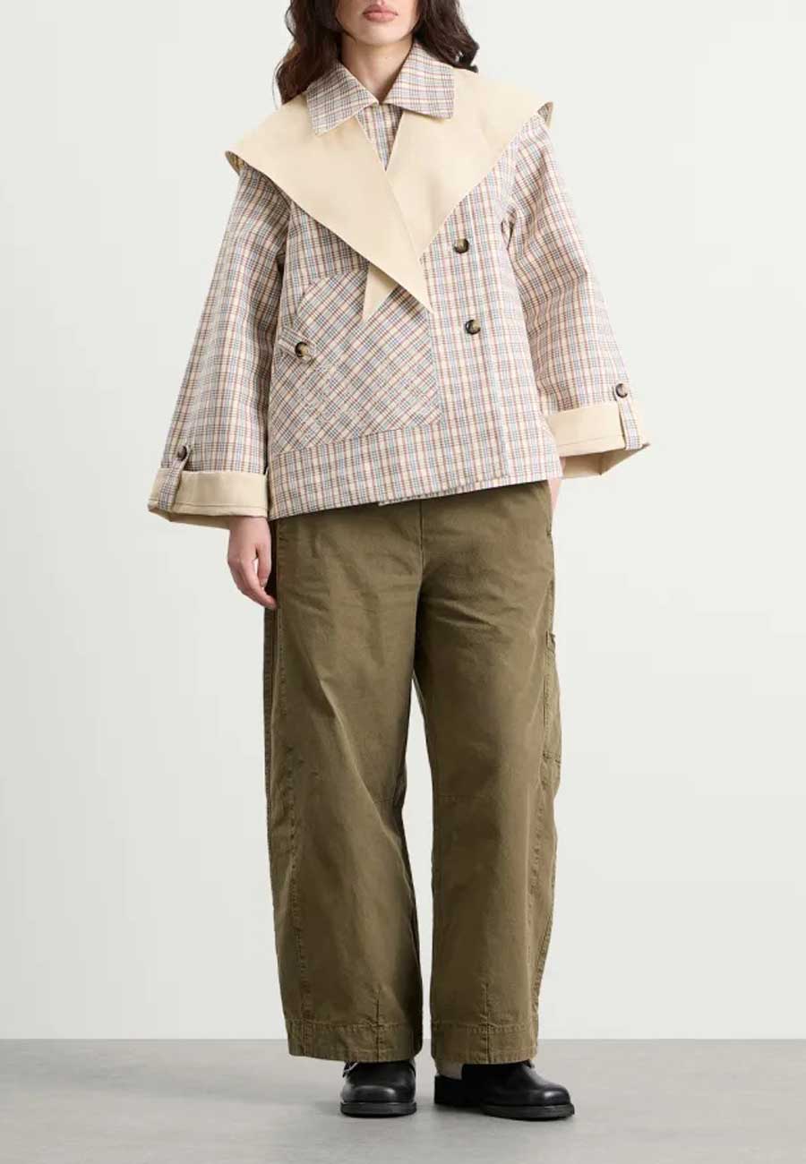 Damson Madder Jerry Reversible Crop Trench Ginger Check