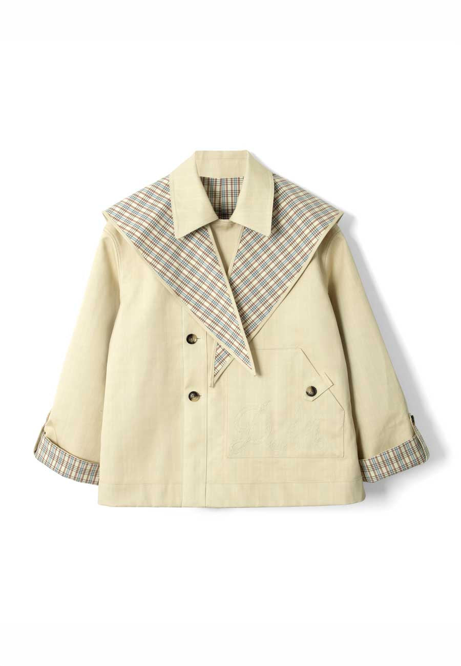 Damson Madder Jerry Reversible Crop Trench Ginger Check
