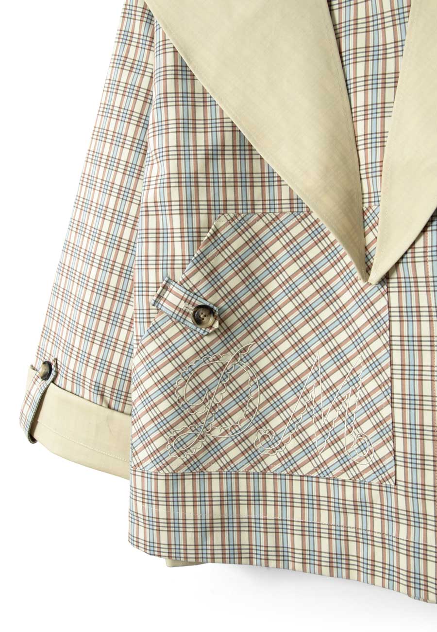 Damson Madder Jerry Reversible Crop Trench Ginger Check