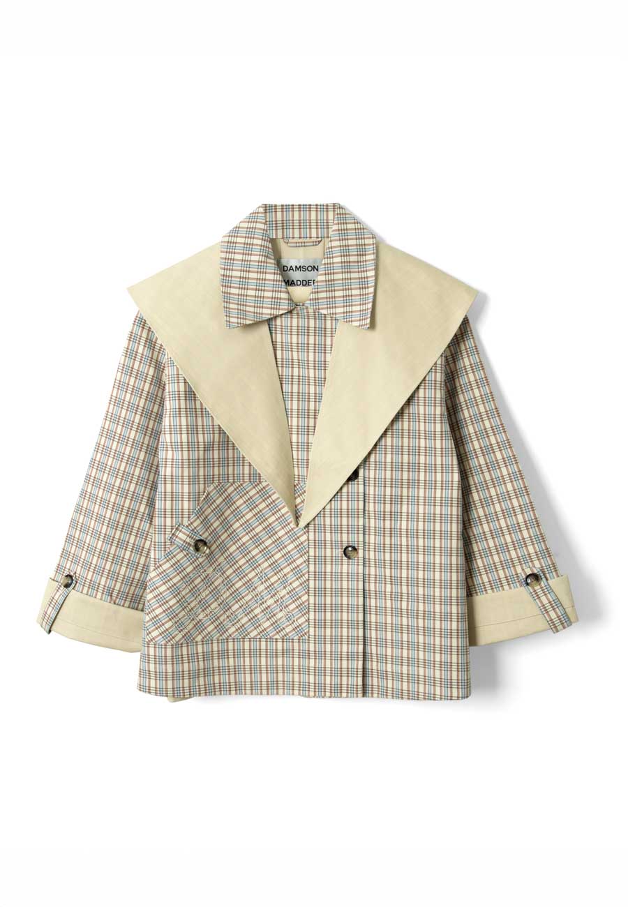 Damson Madder Jerry Reversible Crop Trench Ginger Check