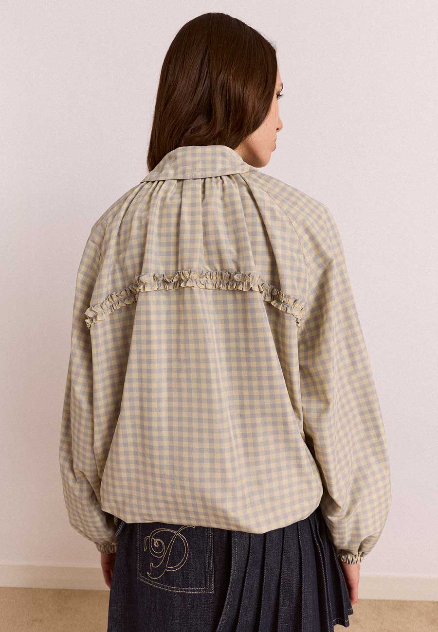 Damson Madder Lailah Lightweight Bomber Oyster Check