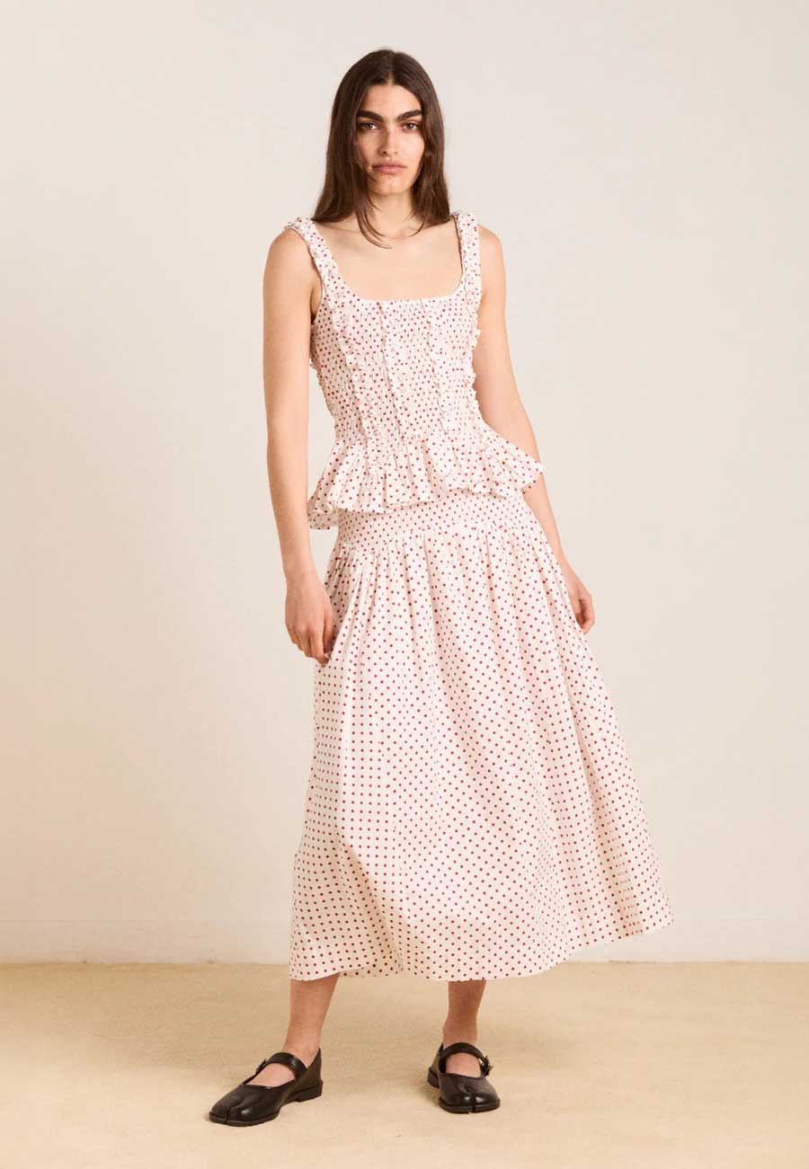 Damson Madder Raphi Cami Off White & Red Spot