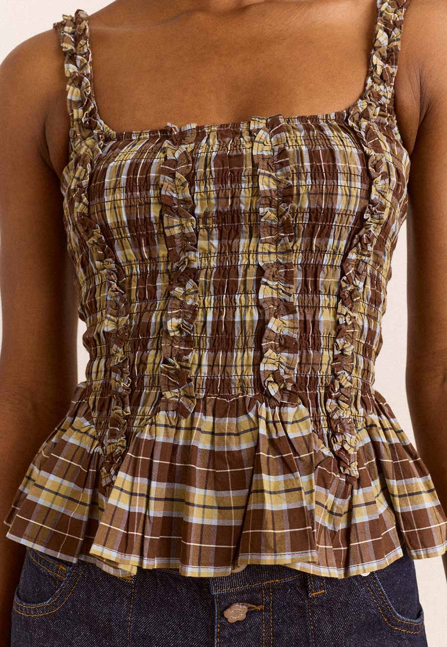 Damson Madder Raphi Cami Cocoa Check