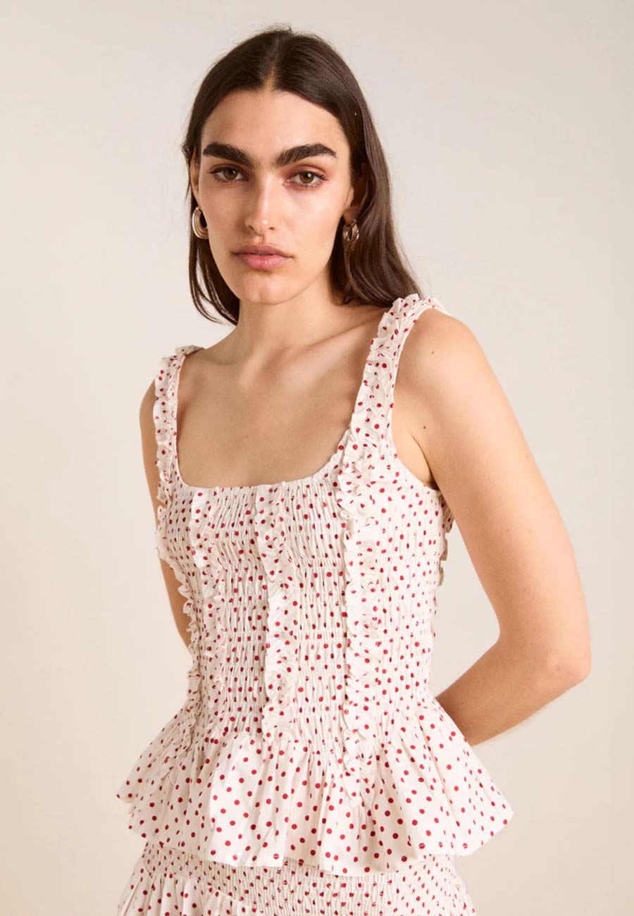 Damson Madder Raphi Cami Off White & Red Spot