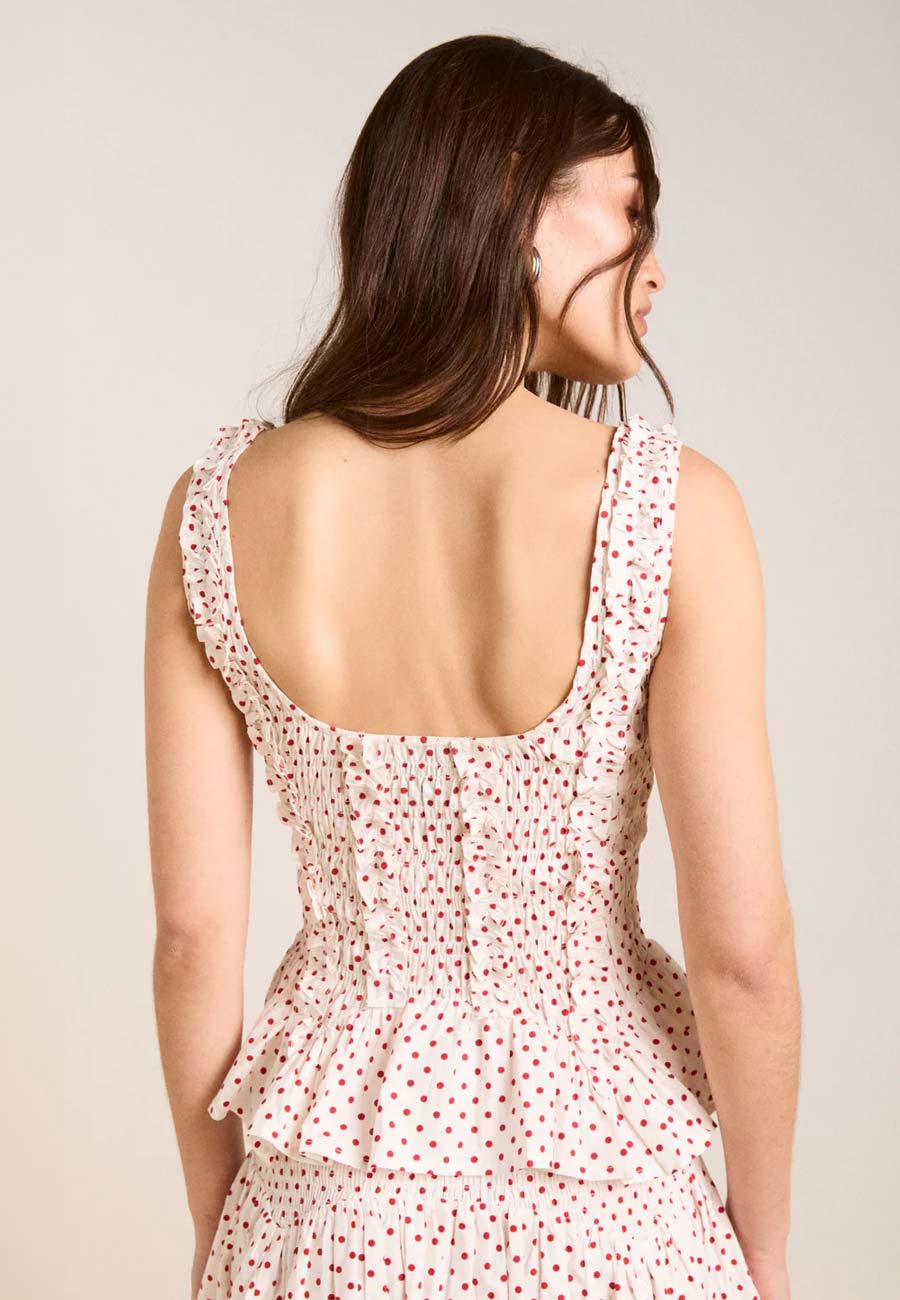 Damson Madder Raphi Cami Off White & Red Spot