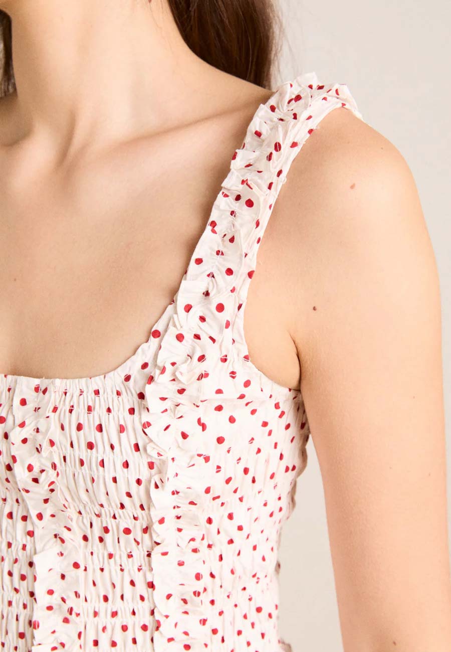 Damson Madder Raphi Cami Off White & Red Spot