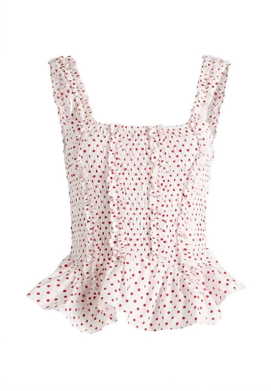 Damson Madder Raphi Cami Off White & Red Spot