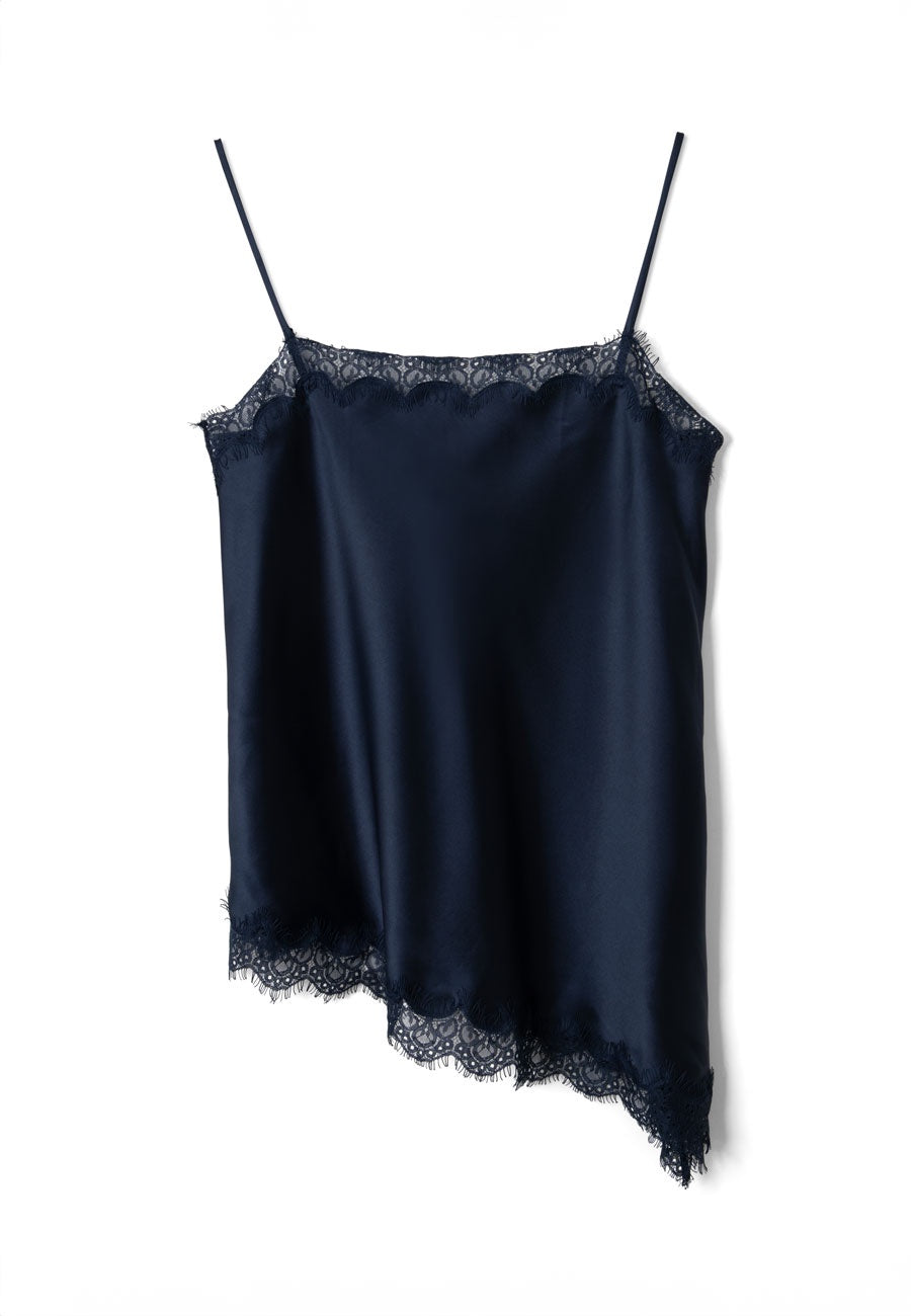 Damson Madder Tansy Satin and Lace Cami Navy