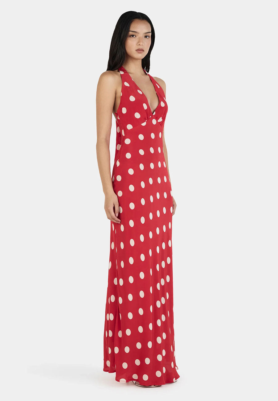 Ownley Elyse Maxi Dress Red Polka