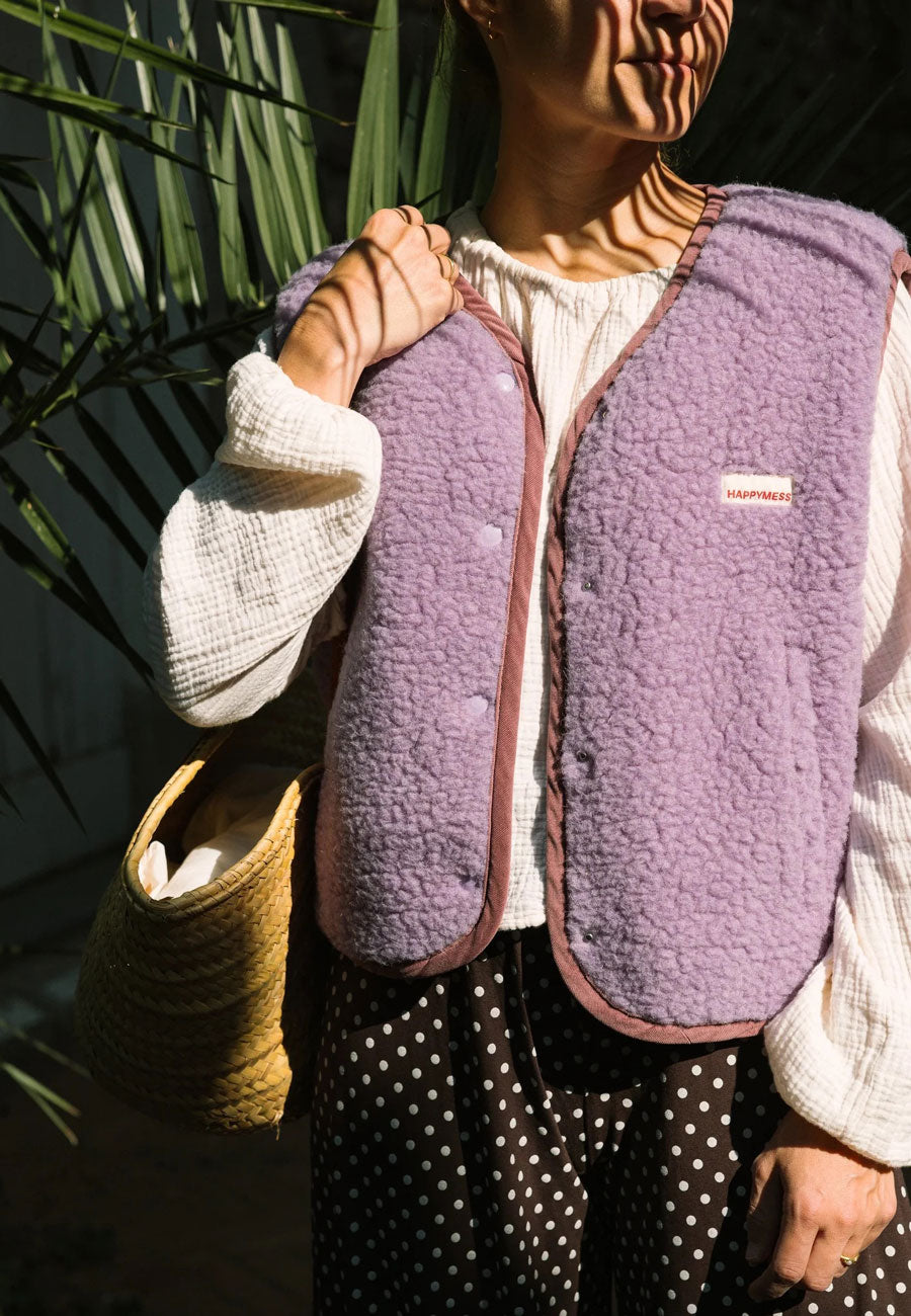 Happymess Merino Vest Lilac Cloud