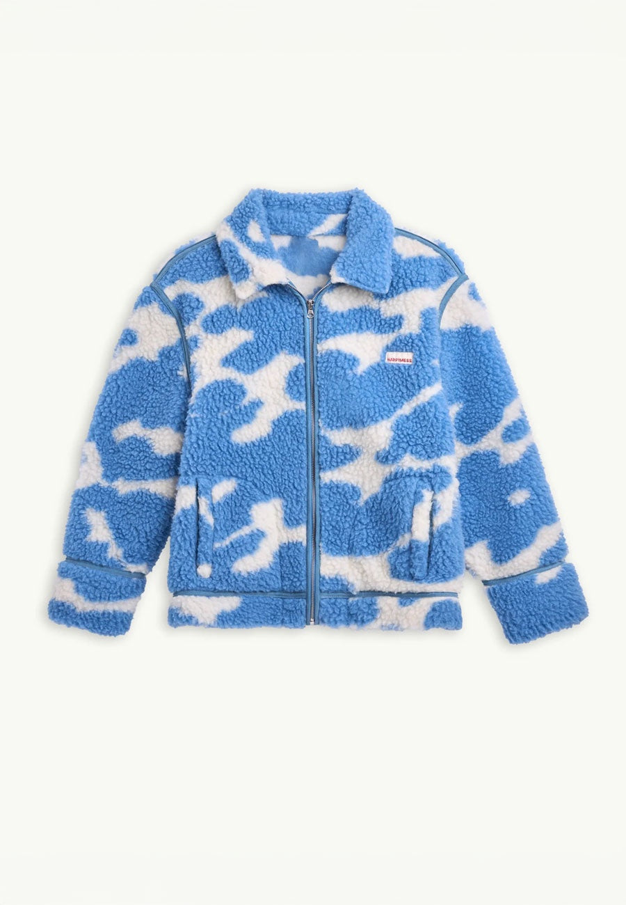 Happymess Merino Wool Jacket Blue Cow
