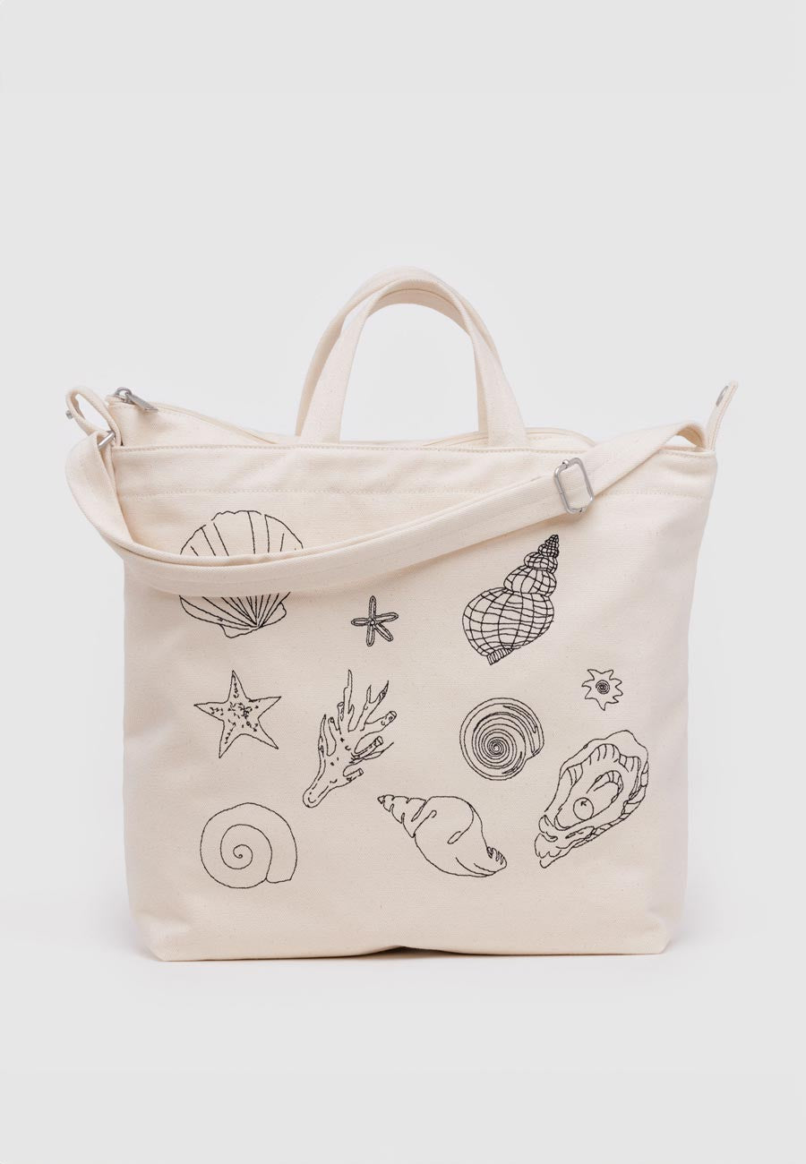 Baggu Horizontal Zip Duck Bag Embroidered Shells