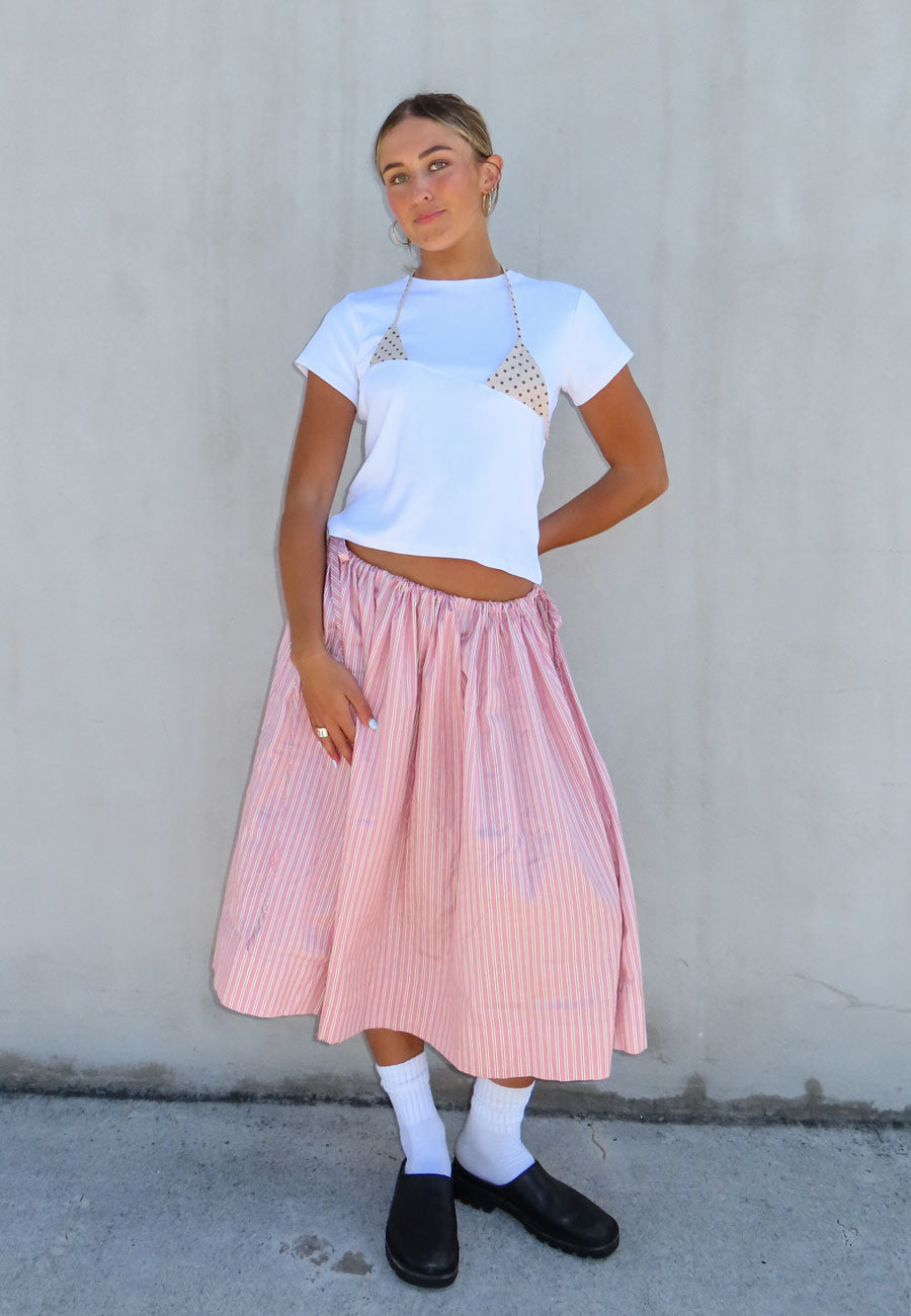 Rhoda Nunn Sunne Skirt Pink Sateen Stripe