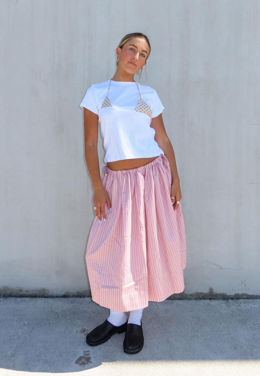 Rhoda Nunn Sunne Skirt Pink Sateen Stripe